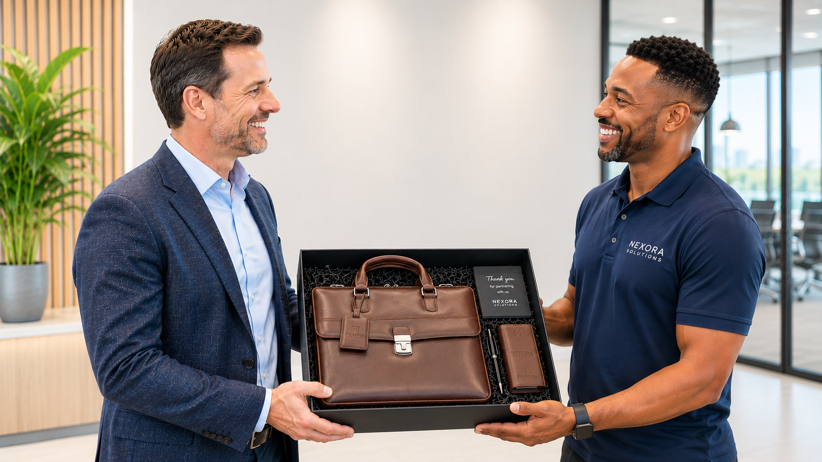 Customer receiving a premium branded loyalty gift moment