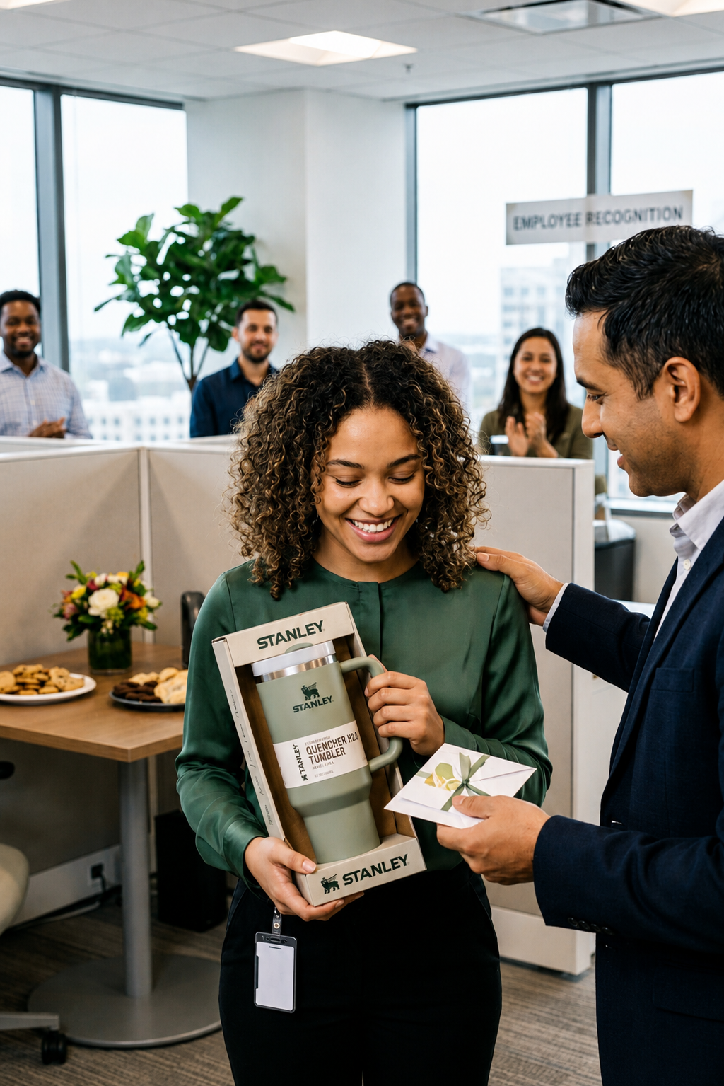 Coworker receiving a thoughtful recognition moment
