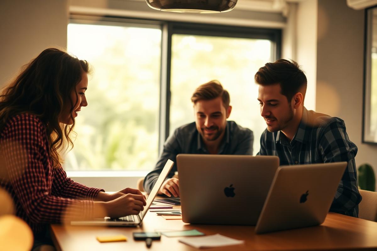 A small marketing team planning an event campaign around a table